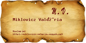 Miklovicz Valéria névjegykártya